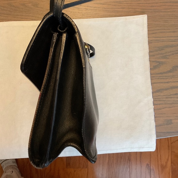 BURBERRY CHECKMARK AND NAVY BLUE LEATHER CROSSBODY PURSE.  Includes dust bag. - Picture 11 of 16